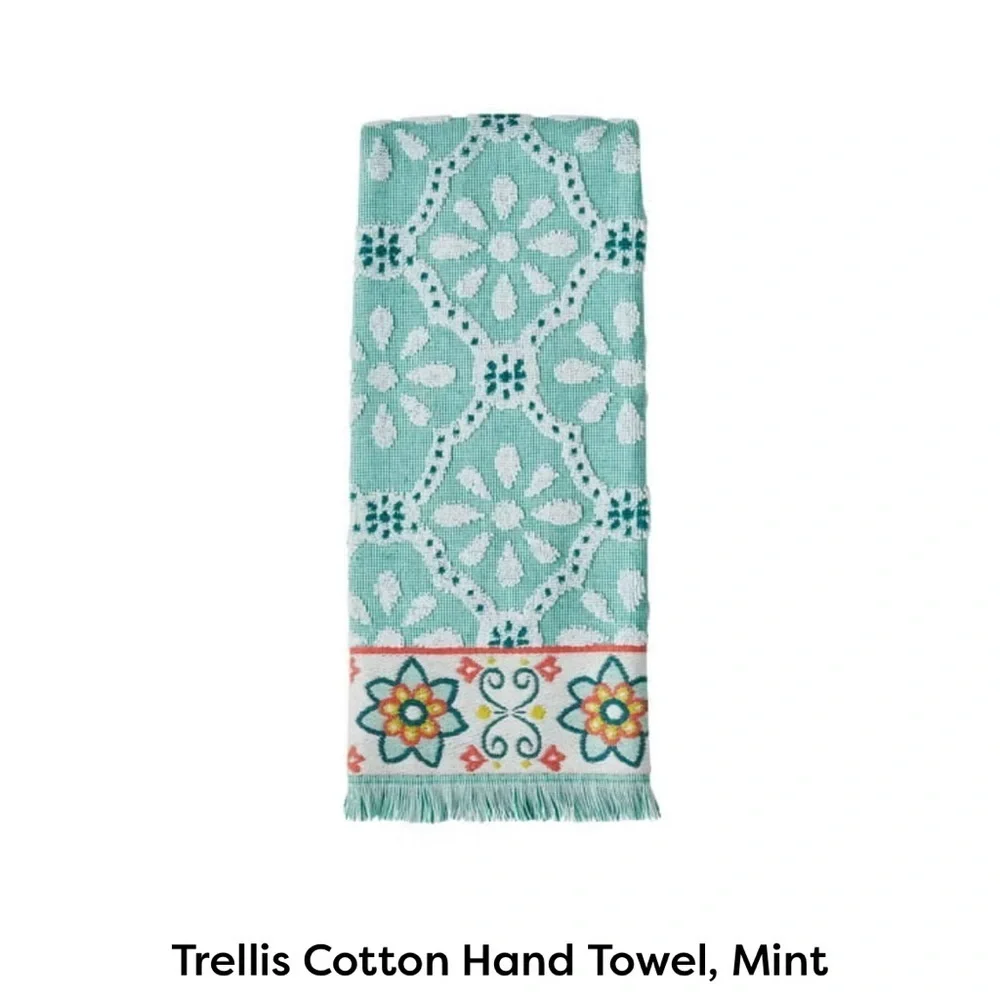 NEW Pioneer Woman Trellis Mint Hand Towel Only - 4 pack